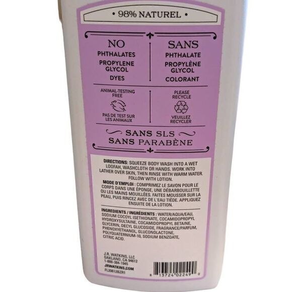 JR Watkins Lavender Body Wash 18 fl oz Lot of 2 Scented Soap 98% Natural - Picture 4 of 4